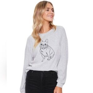 Forever 21 Gray French Bulldog Graphic Sweatshirt, size medium, EUC, Frenchie